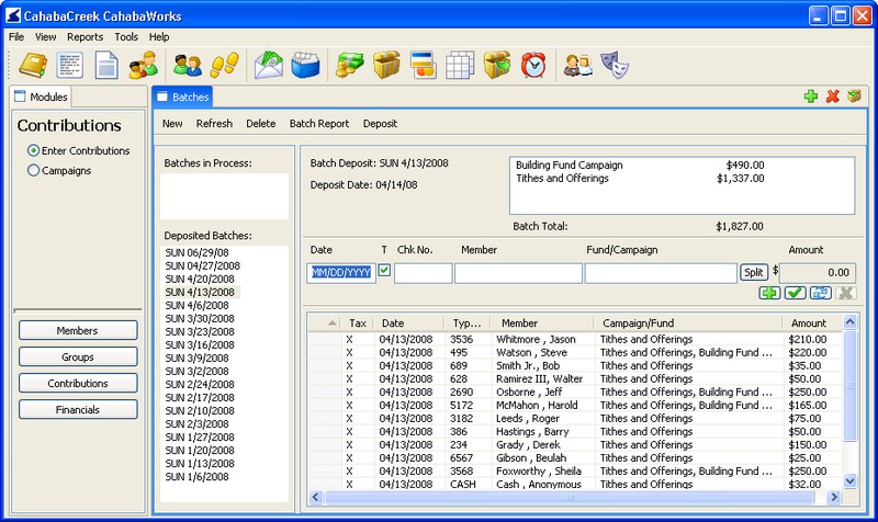 Enter Church Contributions